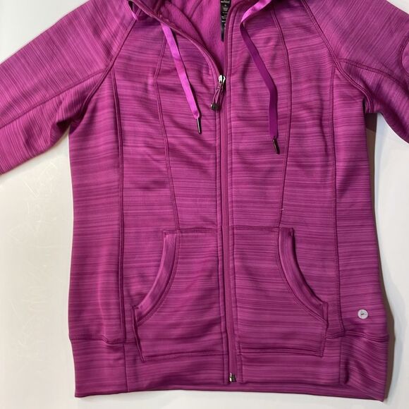 90 Degree by Reflex Women’s Full Zip Hoodie Jacket Purple Pink Striped Sz M - Picture 4 of 7